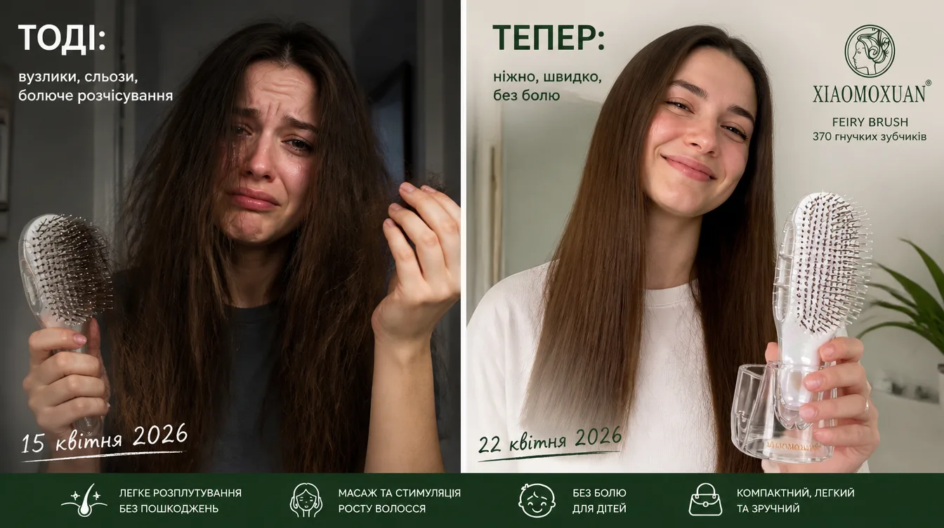 Feiry Brush від Xiaomoxuan — розплутує без болю і сліз. 370 гнучких зубчиків для всієї родини